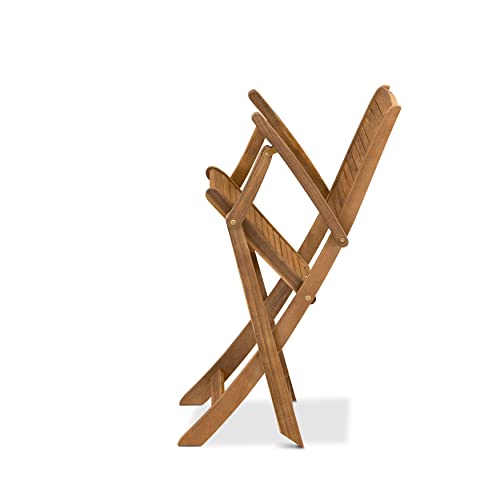 East West Furniture Diboll 7 Piece Patio Dining Set Includes an Oval Outdoor Acacia Wood Table and 6 Folding Arm Chairs, 36x60 Inch, Natural Oil East West Furniture