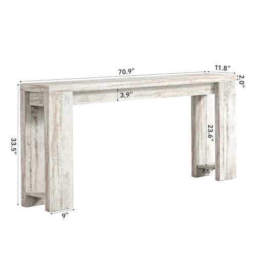 LITTLE TREE 70.9-Inch Entryway Table, Long Narrow Farmhouse Sofa Console Table for Living Room, Hallway LITTLE TREE