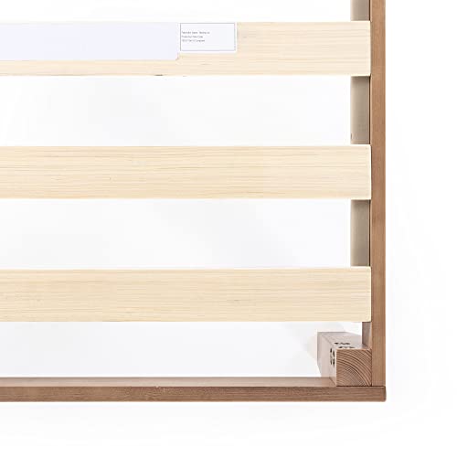 Mellow Naturalista Classic 12 Inch Solid Wood Platform Bed with Wooden Slats, Cal King, Natural Pine Mellow