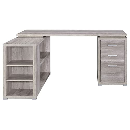 Coaster Home Furnishings Yvette L-Shape Grey Driftwood Office Desk (801516) Coaster Home Furnishings