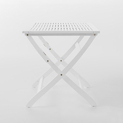 Christopher Knight Home Positano Outdoor Acacia Wood Foldable Dining Table, Pu/ White Christopher Knight Home