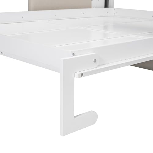 Merax Murphy Bed Queen with Couch, Queen Size Adult Murphy Wall Hidden Bed with Sofa, No Box Spring Needed, White Merax