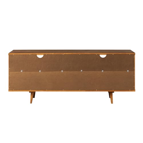 Walker Edison 3-Drawer Mid Century Modern Wood TV Stand for TV's up to 65" Flat Screen Cabinet Door Living Room Storage Entertainment Center, 58 Inch, Caramel Walker Edison