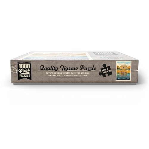 MyPuzzle Washington, DC: Lincoln Memorial, Vintage Poster - Premium 1000 Piece Jigsaw Puzzle for Adults MyPuzzle.com