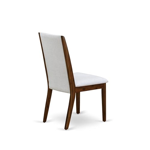 Luxe by East West Furniture LELA9-AWA-05 9 Pieces Dining Table Set Includes a Rectangular Kitchen Table and 8 Grey Linen Fabric Dining Room Chairs, Antique Walnut Finish Luxe by East West Furniture