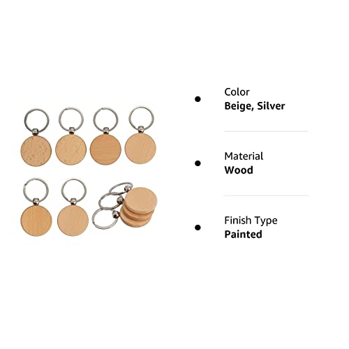 TFoRibbon Blank Wooden Key Tag Key Chain Wood Engraving Blanks 20 Pack (Round) TFoRibbon