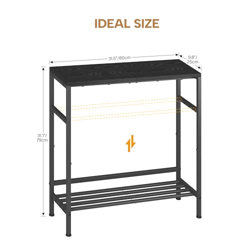 Homeiju Entryway Table 31.5" Width, 2-Tier Console Table with Adjustable Shelves, Industrial Sofa Table with Storage, Foyer Tables for Entryway, Hallway, Kitchen, Living Room and Bedroom, Black Homeiju