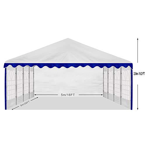 AMERICAN PHOENIX Party Tent 16x26 ft Heavy Duty Canopy Shelter Gazebo for Wedding Event Fair with Roof with Sidewalls and Windows White and Blue Event Tents AMERICAN PHOENIX