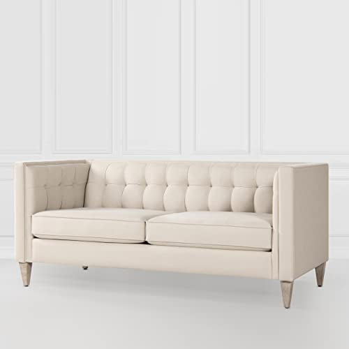Jennifer Taylor Home James 74" Modern Tuxedo Sofa, Sky Neutral Beige Polyester Jennifer Taylor Home