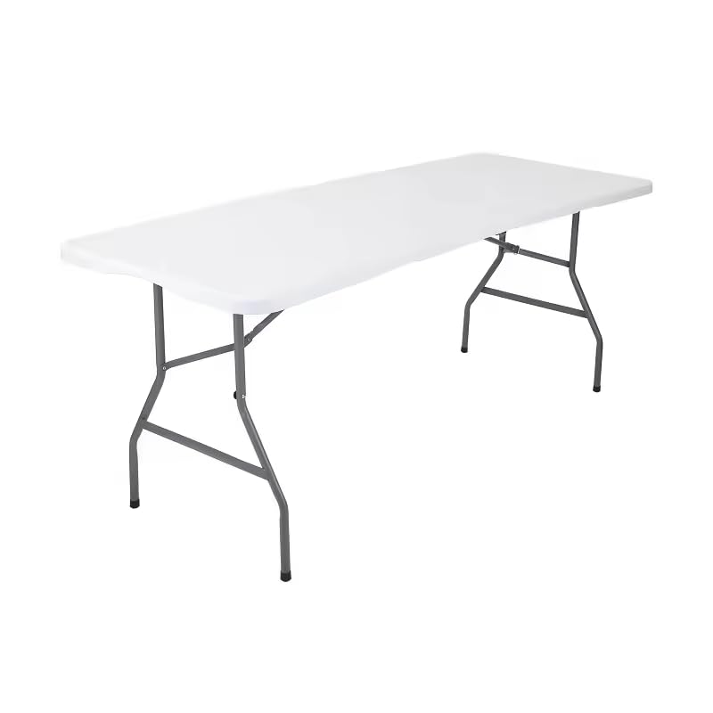 6ft Heavy Duty Folding Table with Handle Portable Plastic Foldable Table for Indoor/Outdoor Events, Camping, Parties, and More – Sturdy Steel Legs, Compact & Easy to Store Generic