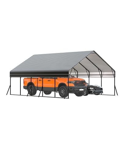 20x25 FT Heavy Duty Metal Carport Kit with Reinforced Frame & Anchor Bolts, for RV, Truck, Boat, Tractor Shelter, 100MPH Wind/35PSF Snow Rating, Easy Assembly GarveeLife