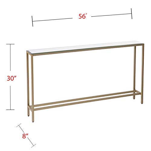 SEI Furniture Darrin Narrow Mirrored Top Console Table, 56", Metallic Gold SEI Furniture