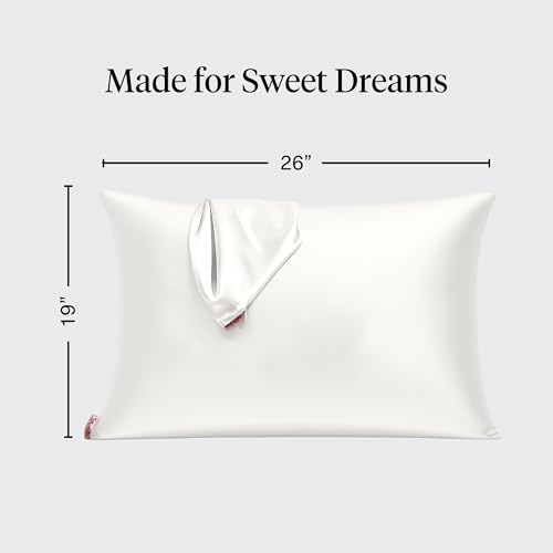 Kitsch Satin Pillowcase with Zipper for Hair & Skin - Softer Than Silk Pillow Cases, Smooth Cooling Satin Pillow Case, Wrinkle-Free, Machine Washable - Pillow Cases Standard Size (19x26) - Ivory Kitsch