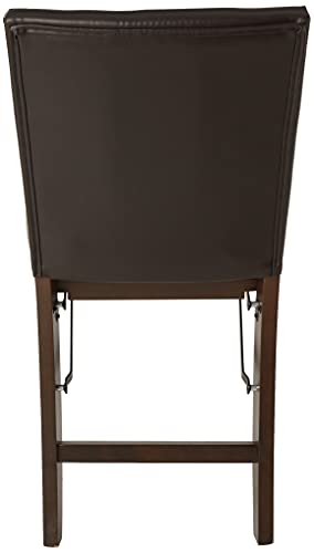 Meco STAKMORE Parson’s Folding Chair Espresso Bonded Leather Finish, 16D x 17W x 33.5H in, Set of 2 MECO