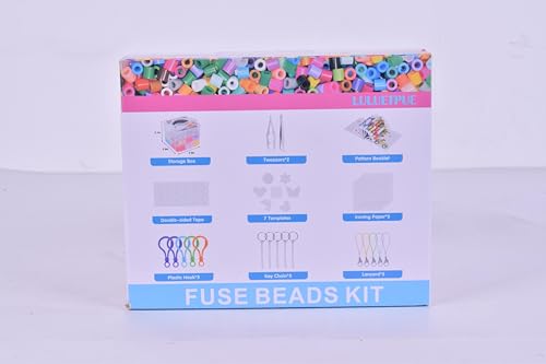 LULUETPUE Fuse Beads Kit,10000PC 5MM Melty Beads Set, Iron Melting Beads Craft Kit with Pegboards,Ironing Paper and Chain Accessories, Arts and Crafts Set for Kids Boys Girls Christmas Birthday Gift LULUETPUE