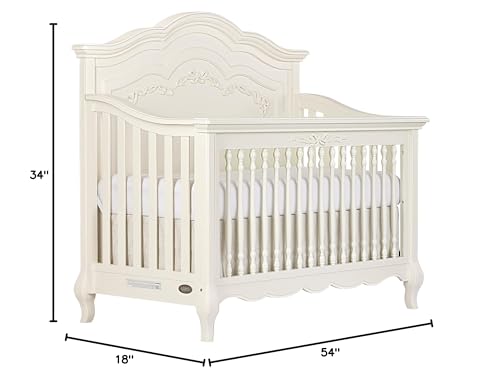 Evolur Aurora 5-In-1 Convertible Crib In Ivory Lace, Greenguard Gold Certified, Features 3 Mattress Height Settings, Sturdy And Spacious Baby Crib, Wooden Furniture, 832-FW Evolur
