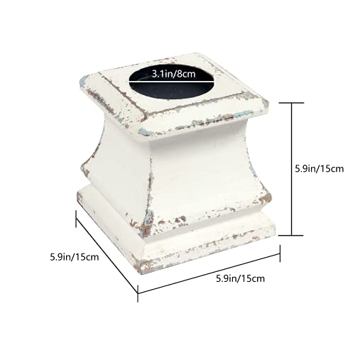 Shabby Farmhouse Wooden Pillar Candle Holders,Handmade Square White Candle Holder,Rustic Candle Holder for Pillar Candle, Small Candle Holders for Table Centerpiece Holiday Wedding Home Decoration SOFE