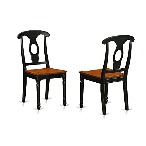East West Furniture HLKE3-BCH-W 3 Piece Dining Room Furniture Set Contains a Round Dining Table with Pedestal and 2 Wood Seat Chairs, 42x42 Inch, Black & Cherry East West Furniture