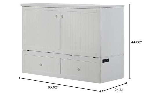Mega Solutions Murphybedz Tuscany Murphy Cabinet Chest Bed with Charging Station 6 Inch, Queen (White) Mega Solutions