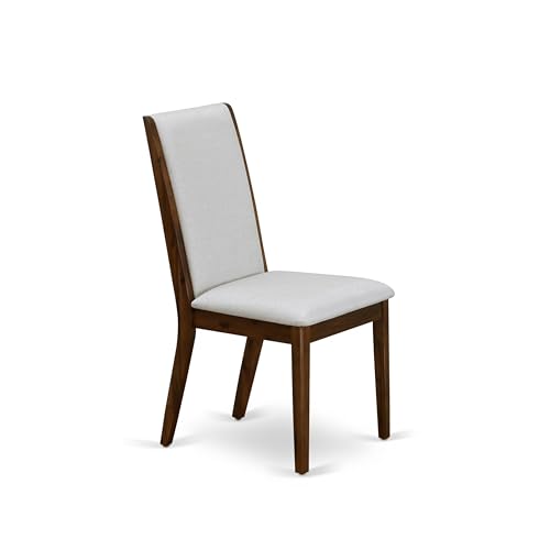 Luxe by East West Furniture LELA9-AWA-05 9 Pieces Dining Table Set Includes a Rectangular Kitchen Table and 8 Grey Linen Fabric Dining Room Chairs, Antique Walnut Finish Luxe by East West Furniture