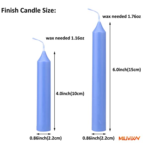 MILIVIXAY 2PCS Taper Candle Molds - Pillar Candle Molds - Perfect for Making Emergency Candles, Chime Candles, Table Candles-Including 30 Ft Wicks,1pc Wire and 2pc Wick Clips.