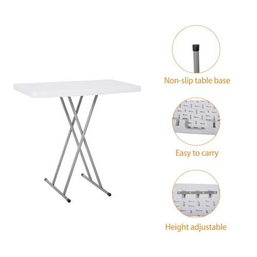 Lakhow 30 Inch,Adjustable Folding Laptop Table TV Tray, Height Adjustable Folding Computer Desk, White Granite Lakhow