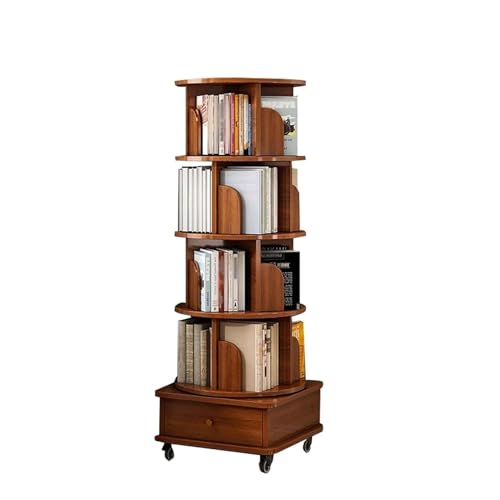 TruRim 360° Rotating Five-Tier Bookshelf for Small Spaces - Stylish Wooden Storage Tower TruRim