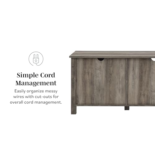 Walker Edison Portsmouth Classic 2 Glass Door TV Stand for TVs up to 80 Inches, 70 Inch, Grey Wash Walker Edison
