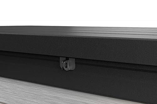 Keter Denali 150 Gallon Resin Large Deck Box-Organization and Storage for Patio Furniture, Outdoor Cushions, Garden Tools and Pool Toys, Grey & Black Keter