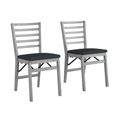 COSCO Contoured Back Wood Folding Chair, 2-Pack, Gray Wash