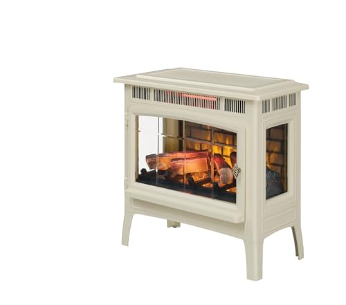 duraflame Freestanding Electric Fireplace Stove Heater with 3D Flame Effect for 1,000 Sq. Ft. Room, Cream Duraflame