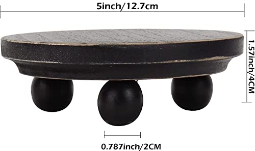 Defined Deco Mini risers for display,Wood Risers for Decor,Small 5”Round Wooden Riser, Farmhouse Wood Riser, Rustic Pedestal Display Stand,Display Risers for Tiered Tray Decor(Set of 2,Black) DD DEFINED DECO