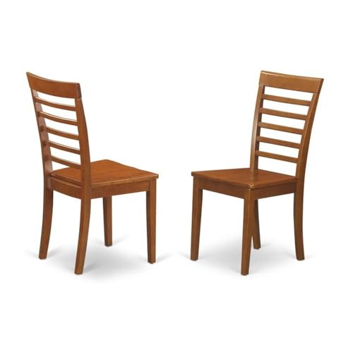 East West Furniture POML7-SBR-W 7 Piece Kitchen Table & Chairs Set Consist of an Oval Dining Table with Butterfly Leaf and 6 Dining Room Chairs, 42x60 Inch, Saddle Brown East West Furniture