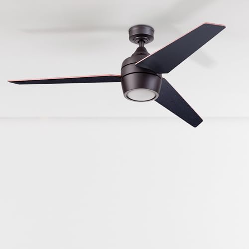 Honeywell Ceiling Fans Eamon Modern 52 Inch Ceiling Fan with Light, Remote Control Fan, LED Indoor Fan with 3 Blades, Brown Maple and Black Blade Finish Options, Bronze (50603-01) Honeywell