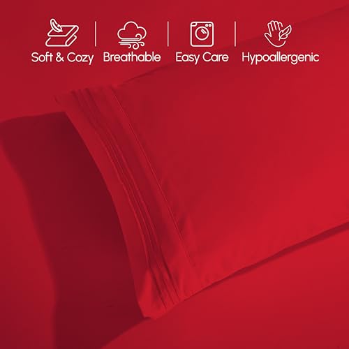 Elegant Comfort Luxury 4-Piece Bed Sheet Set - Luxury Bedding 1500 Premium Hotel Quality Microfiber, Wrinkle Resistant Cool & Breathable, Easy Elastic Fitted, Full, Red Elegant Comfort
