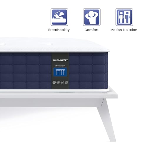 Coolvie California King Mattress in a box, Medium Firm 12 Inch Hybrid Cal King Mattress with Pocket Spring, Pressure Relief, Cooling, Personalized Support for Heavy People, CertiPUR-US® Certified Foam Coolvie