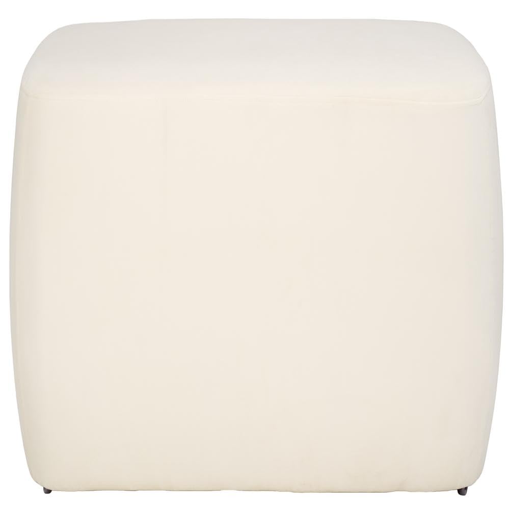 SAFAVIEH Home Collection Whitley Modern Cream Velvet Upholstered Rectangular Ottoman for Ideal for Living Room Bedroom Bench Extra Seating (Fully Assembled) SAFAVIEH