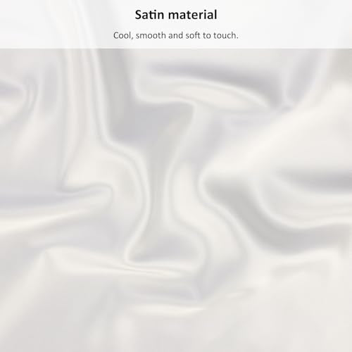 Lirex Satin Fitted Sheet Twin XL Size,Luxury & Ultra Soft Deep Pocket Single Bottom Bed Sheets Sold Separately, White Lirex