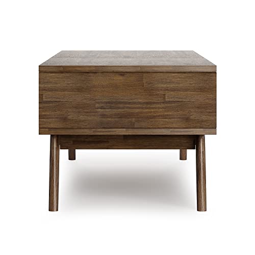 SIMPLIHOME Clarkson SOLID ACACIA WOOD 48 Inch Wide Rectangle Mid Century Lift Top Coffee Table in Rustic Natural Aged Brown, for The Living Room and Family Room SIMPLIHOME