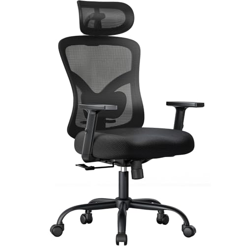 NOBLEWELL Ergonomic Office Chair with Padded Lumbar Support, 2D Headrest, Adjustable Armrests, Upgraded Contoured Seat Cushion, 130° Rocking Tilt, Computer Gaming Chair for Home Office NOBLEWELL