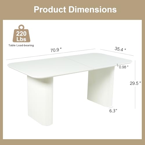 RGZ 71" Modern Cream White Oval Kitchen Table, Dining Table for 4-6 People, Easy to Assemble Accent Oval Dinner Room Table with White Ripple Legs for Home, Apartment, Dining Room, Kitchen RGZ
