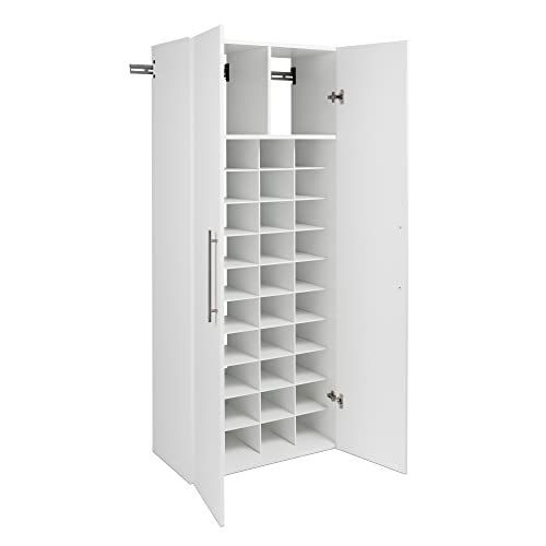 Prepac HangUps 30" Shoe Storage Cabinet, Cabinet Wall Mount, Wall Cabinet Storage for Shoes with 40 Cubbies, Ideal for Utility Room, Garage and Bedroom, 30" W x 72" H x 16" D, White Prepac