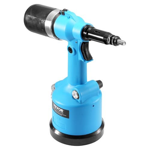 VEVOR Air Riveter, Pneumatic Air Riveter, 20.2KN Pulling Force Pop Rivet Gun Tool Kit, Heavy Duty Air Hydraulic Rivet Gun for Mechanic Tool, Construction, Home Improvement - With 13 Size Nose Pieces VEVOR