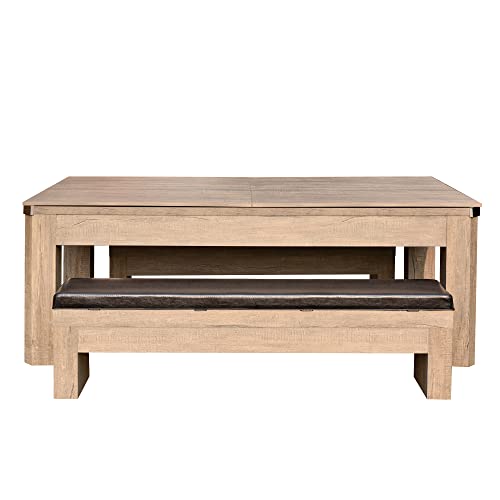 Hathaway Newport 7-ft Pool Table Combo Set with Benches - Rustic Grey with Blue Felt Hathaway