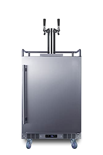 Summit SBC683OSTWIN 24" Wide Built-in or Freestanding Outdoor Beer Kegerator, Dual Tap, Weatherproof, Automatic Defrost, Digital Thermostat, Tap Cool System, Adjustable Shelves, four Casters Summit Appliance