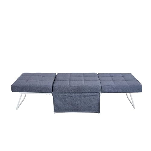 Folding Ottoman Bed with Adjustable Backrest, Futon Couch, Convertible Chair into Sofa Bed for Living Room Apartment Office Small Space Generic