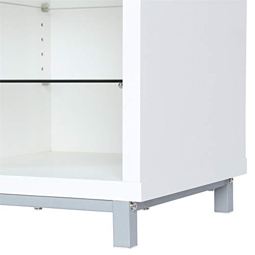 Ameriwood Home Lumina Fireplace TV Stand for TVs up to 70 Inch, Replaceable Electric Fireplace Insert Heater, Remote Control, Timer, Color Changing LED Lights, Crystal Ember Flames, White Ameriwood Home