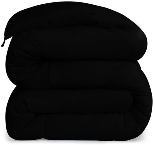 Utopia Bedding Comforters Twin Size, All Season Duvet Insert, Down Alternative Box Stitched Bed Comforter with Corner Tabs, Machine Washable (Black) Utopia Bedding