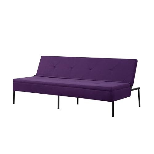 Loveseat Sofa Bed 63” with 5 Reclining Positions, Convertible Futon Sleeper, 600lbs Weight Capacity, Durable Iron Frame with Black Powder Coating & Polyester Upholstery,Purple SonkYog