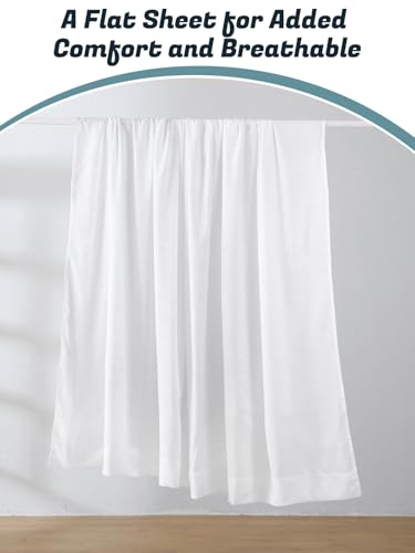 Extra Deep Pocket Twin Sheet Set for Air Mattress, 3 Piece Air Bed Sheets Set with 18-24 Inches Depth, Soft & Breathable Inflatable Bed Sheet Set with Flat Sheet, Fitted Sheet and Pillowcase, White Akicia